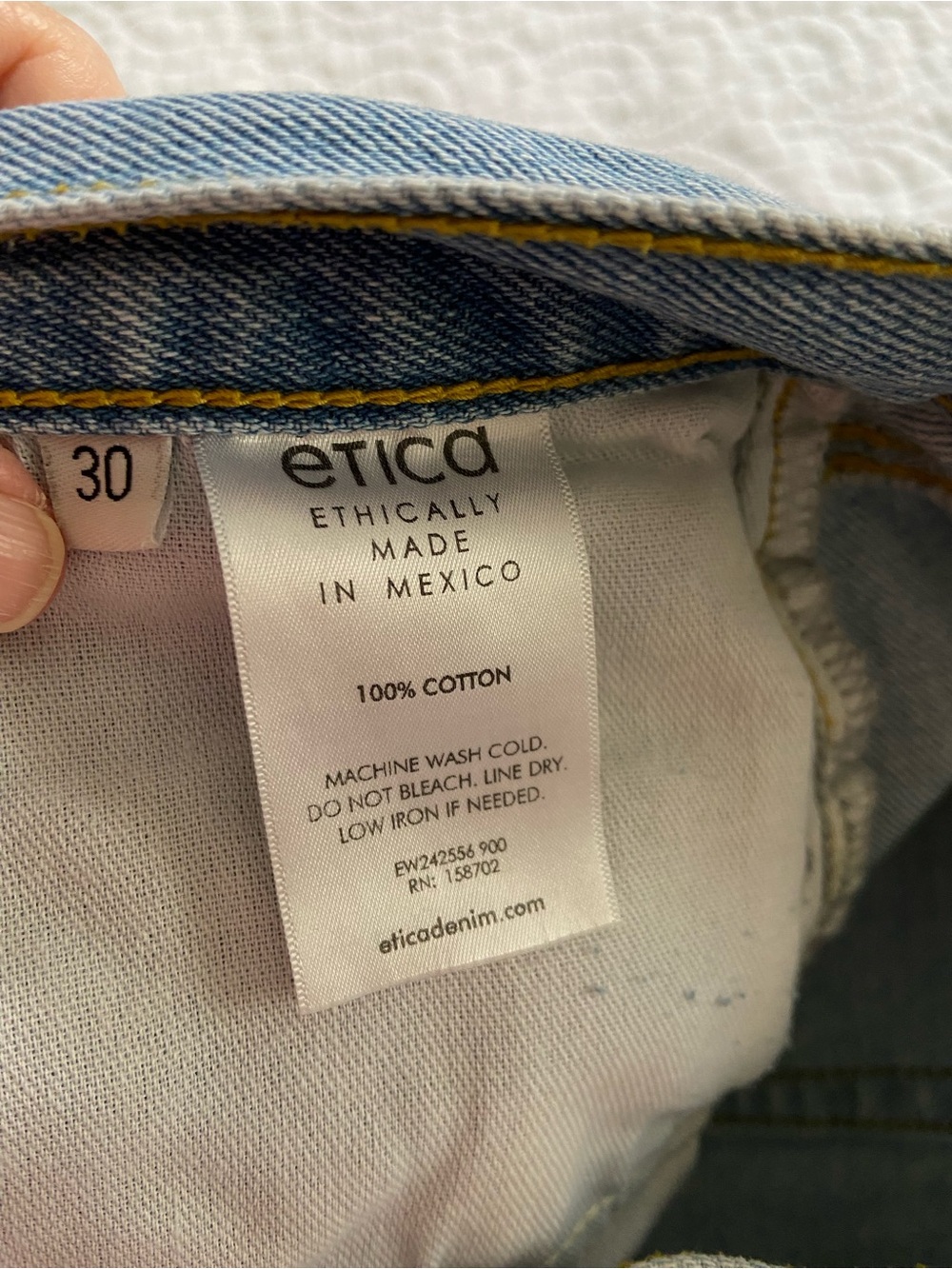 Etica Light Blue 100% Cotton High Waisted Button Fly Wide-Leg Jeans - Picture 5 of 13